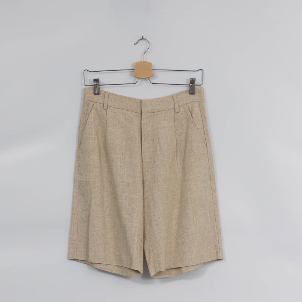 Custom Women Casual Linen Brown Bermuda Shorts 4Y4A9463