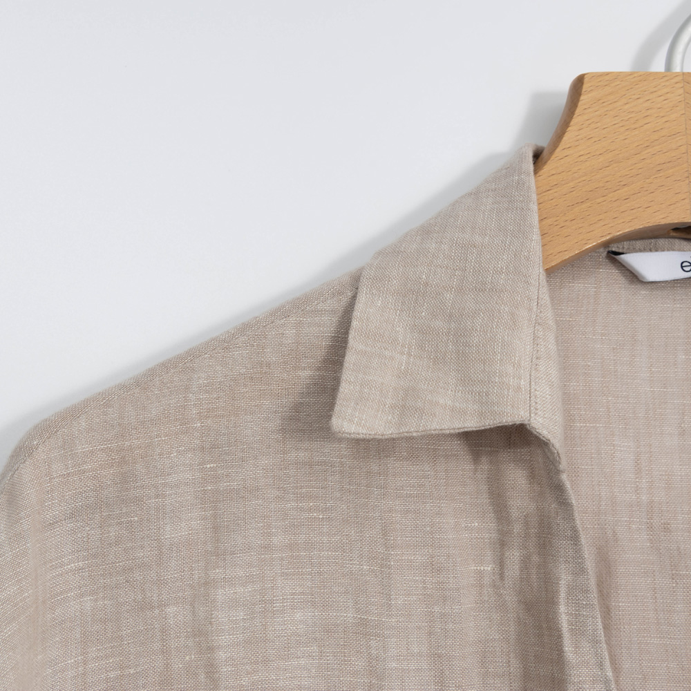 Custom Women Linen Lapel Collar Blouse Dress 4Y4A9654