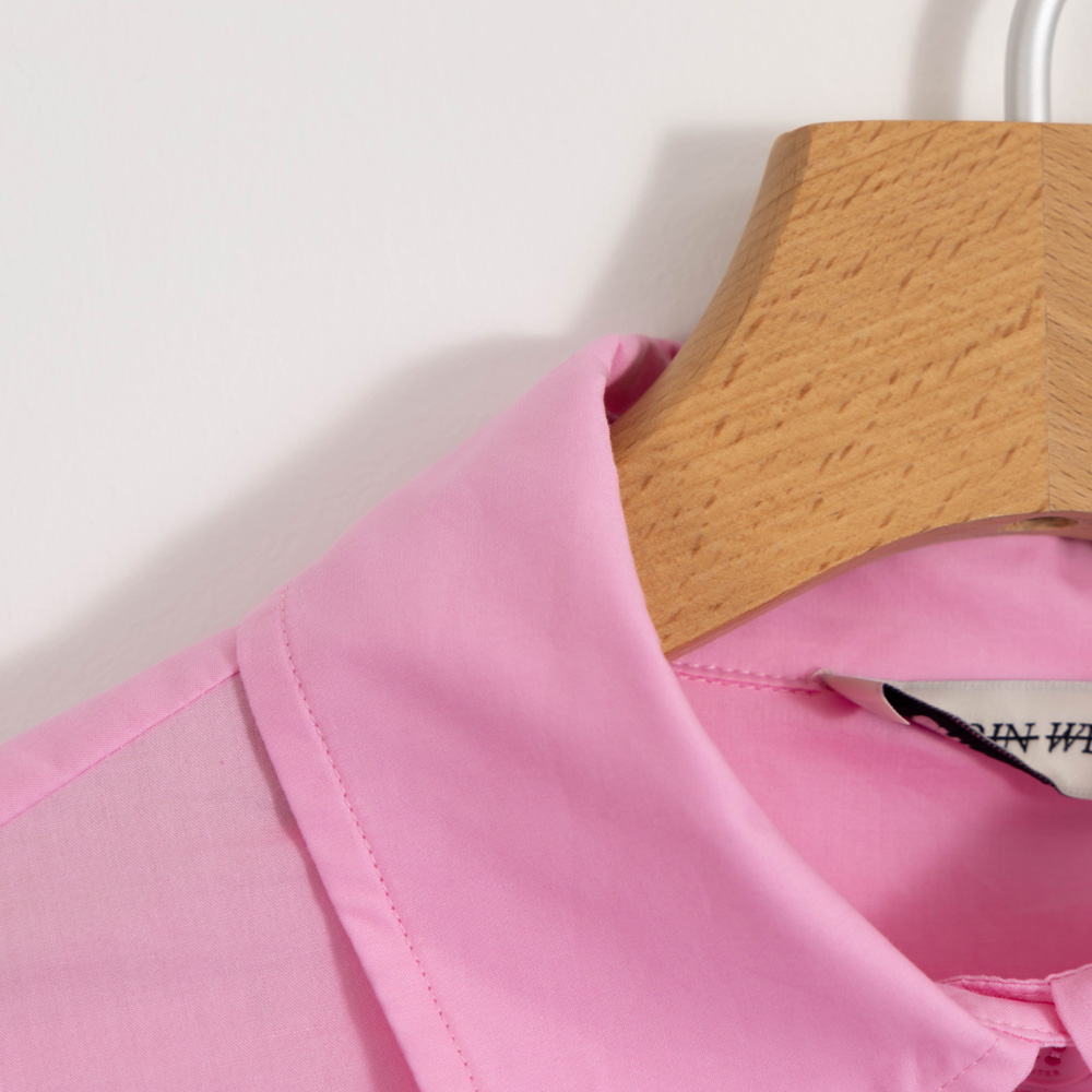 Custom Women Long Poplin Pink Button Up Shirt 4Y4A0680