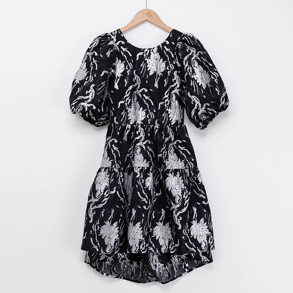 New Joys OEM Laides Backless Dress with Puff Sleeves 